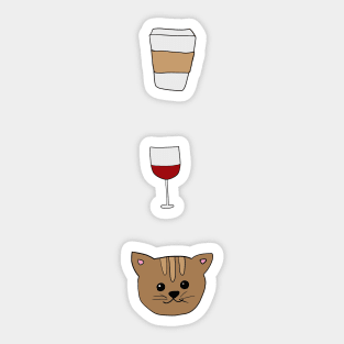 Coffee, Wine and Cats Sticker